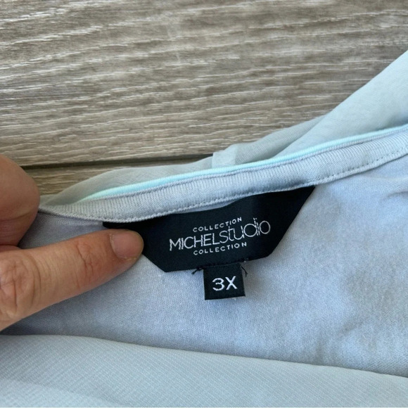 Michel Studio Light Blue Off The Shoulder Stretchy Top - Picture 5 of 14